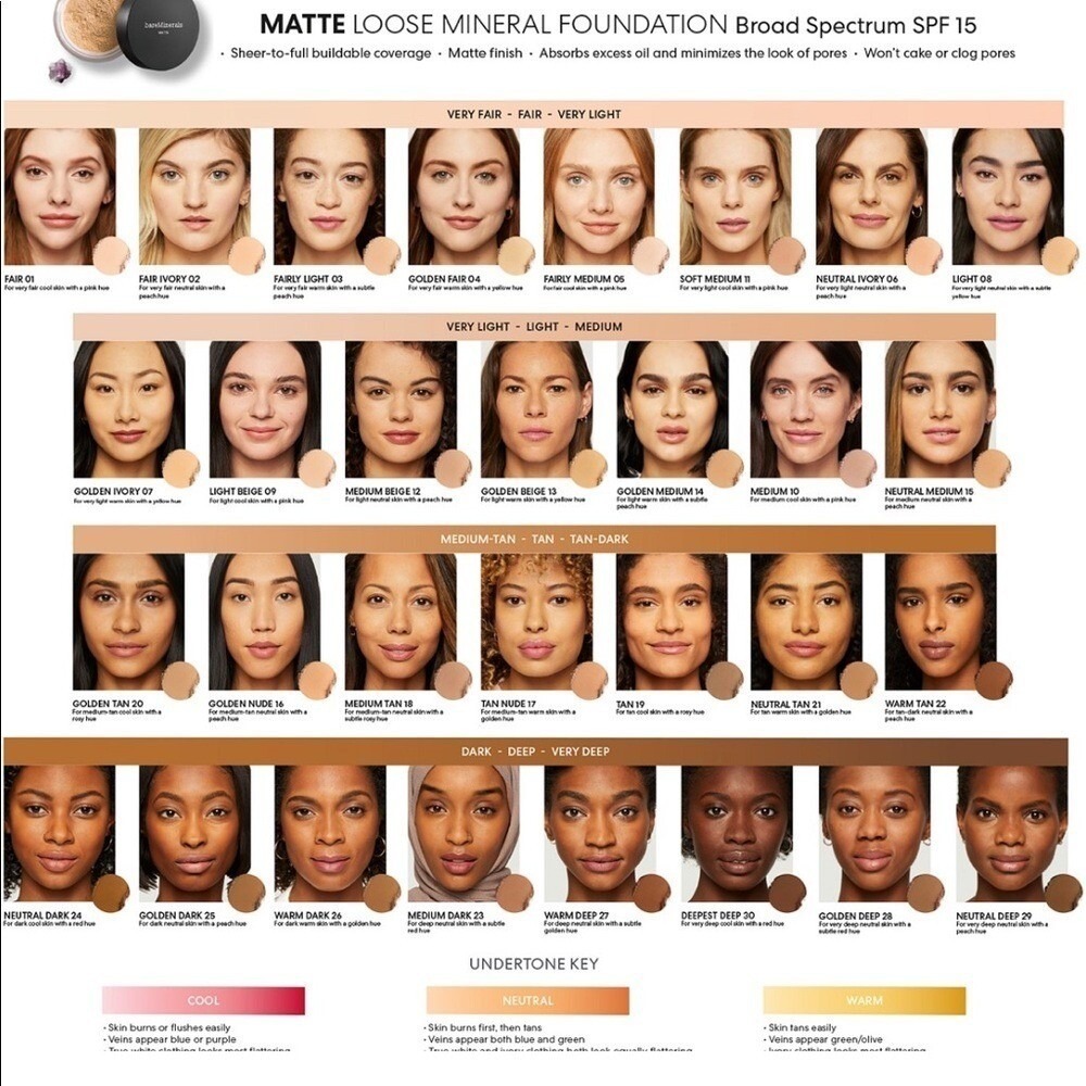 BareMinerals Matte SPF 15 Mineral Foundation Warm Deep W55 Skin Makeup 6g/.21oz - Picture 12 of 13